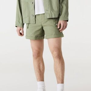 Nike Life Men's Woven P44 Cargo Cotton Canvas Shorts Oil Green White new